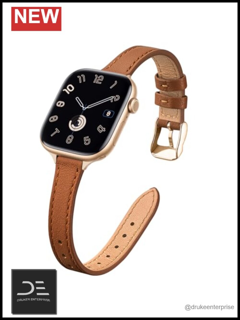 Genuine Leather Slim Smartwatch Band - Thin 12mm Narrow Strap for Small Wrists